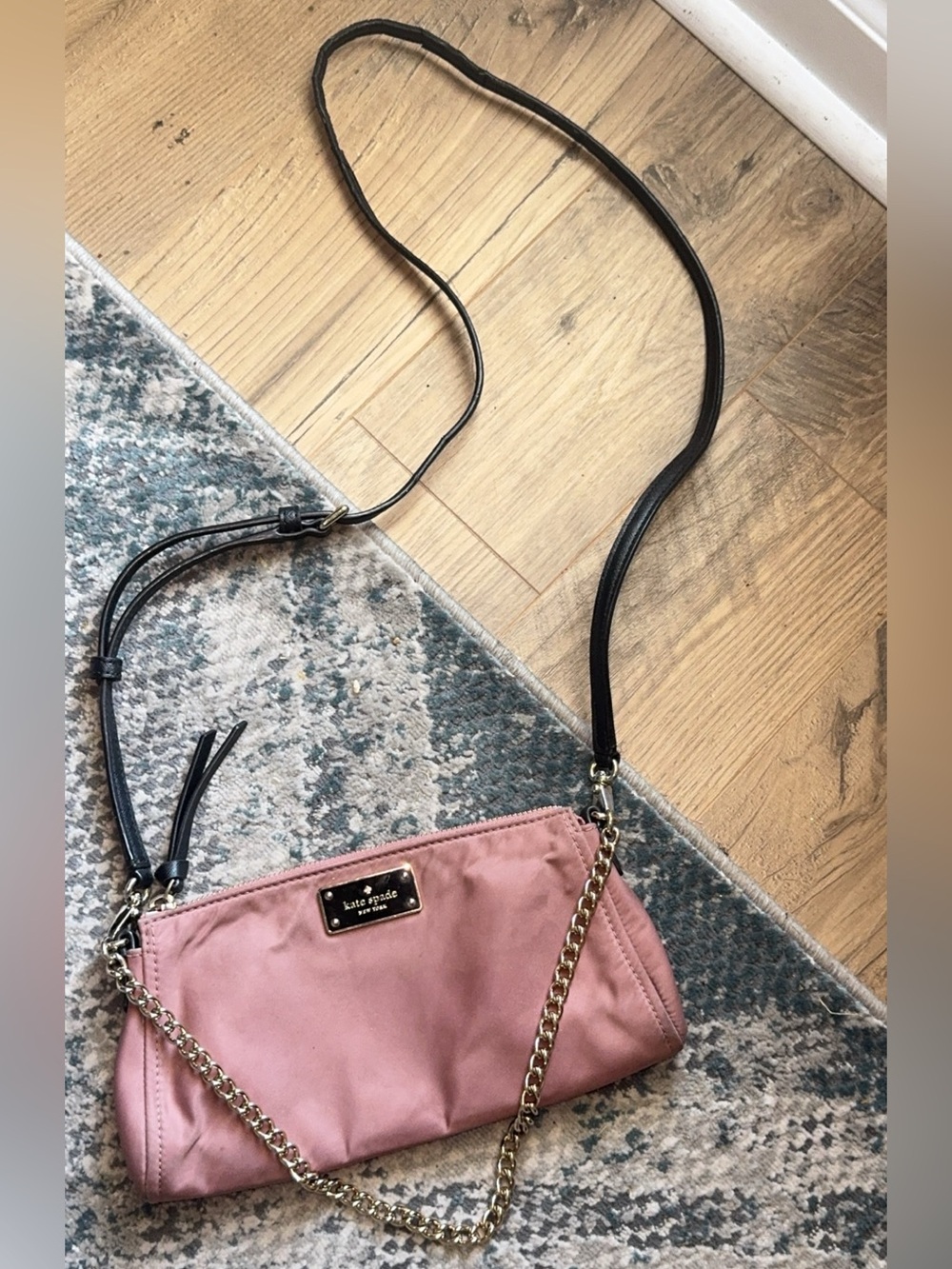 Kate Spade ♠️ Mauve Pink  crossbody with black strap and gold chain